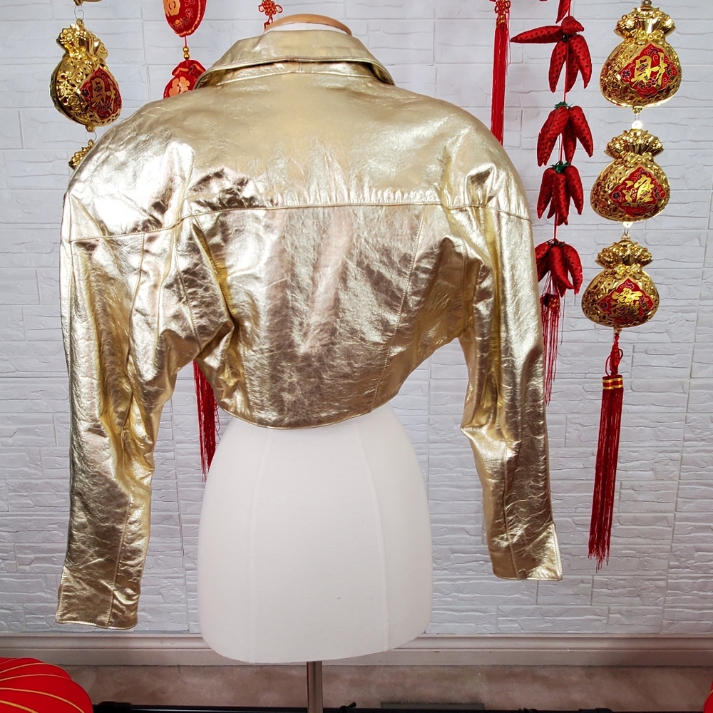 Gold leather jacket - Picture 2 of 4